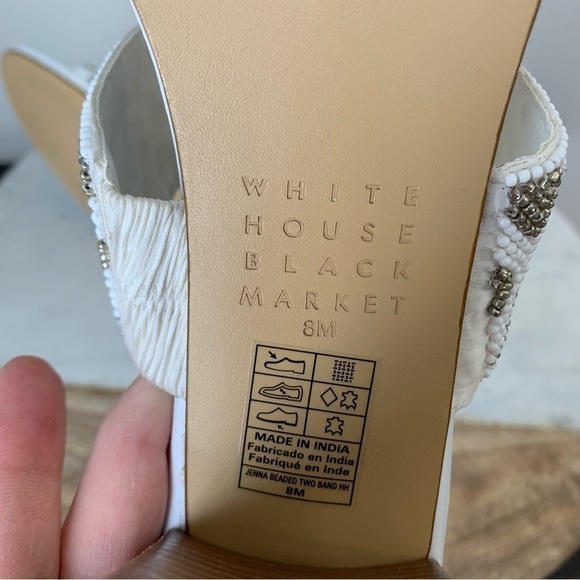 WHITE House Black Market, WHBM Jenna beaded two band Heels Size 8 - Picture 7 of 10